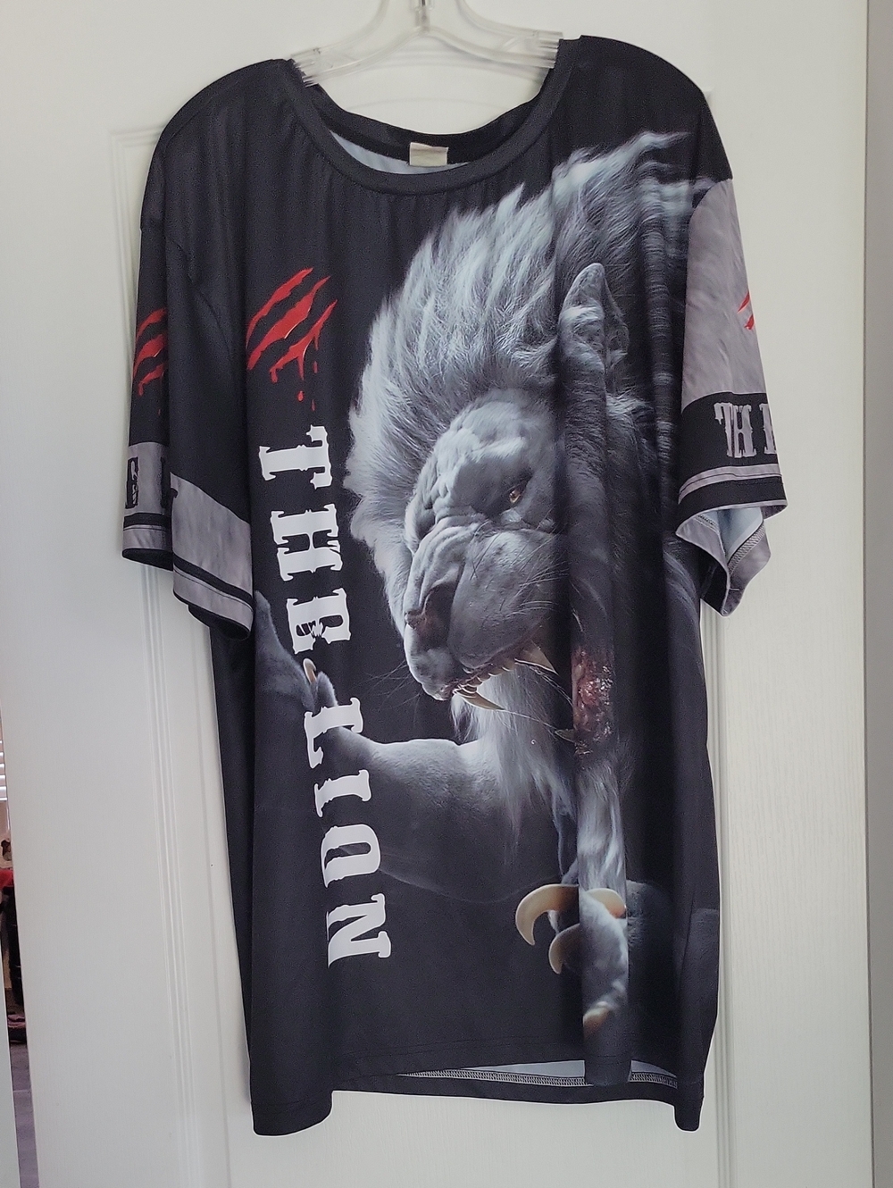 Men's Black Short Sleeve Lion Graphic Tee 5xL